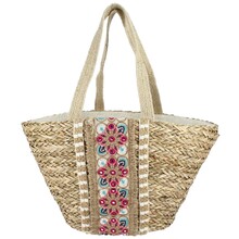 Borsa Paglia Fiori Ricamati 100% Paglia