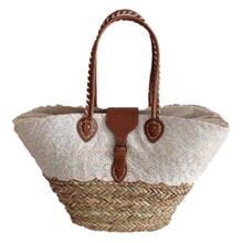 Borsa Paglia Manici Cuoio 100% Paglia