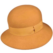 Cappello Donna Modello 'Cloche' con Nastro Gro Tessuto in Feltro 100% lana