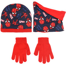 Set cuffia+scaldacollo+guanti 'Spiderman' 100% Acrilico